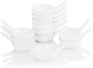 MALACASA, Series Ramekin, 12-Piece 3.75" (9.5 * 6 * 4cm) Ramekins Ivory White Porcelain China Ceramic Cream White Dishes(Set of 12)