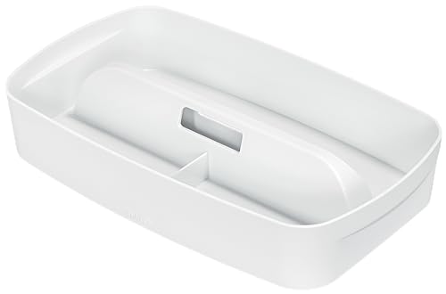 Leitz MyBox Organiser Tray with Handle Small, Storage, Waterproof, BPA Free and Food Safe, White, 53230001