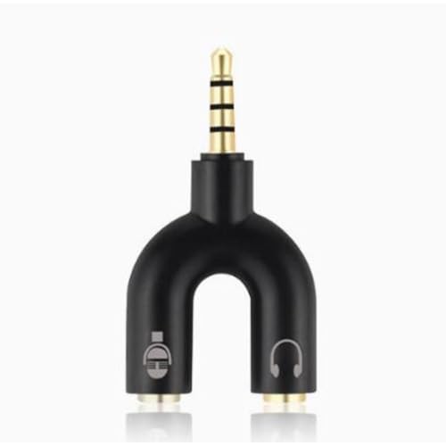 Bolwins F79S 3.5mm Audio Y Splitter Adapter for Headphones and Microphone, 4 Pin Gold Plated Jack Plug Compatible with PC and Laptop