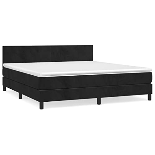Frdhee Stauraumbett Funktionsbett Bettgestell,Boxspringbett mit Matratze Schwarz 160x200 cm Samt,Geeignet Für Schlafzimmer,Gästezimmer Und Hotels – Bild 4