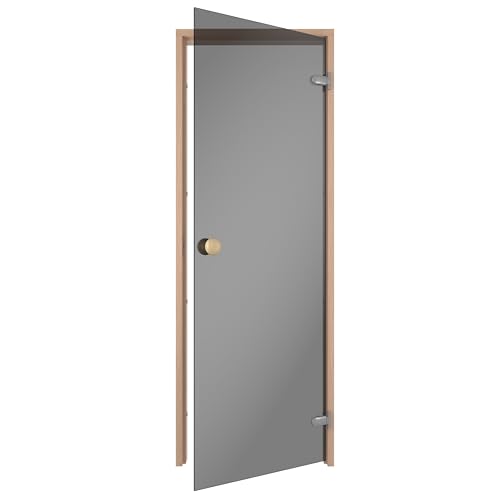 Sauflex Porta sauna ESSENTIAL 7x19 vetro grigio ontano – telaio in legno, vetro di sicurezza