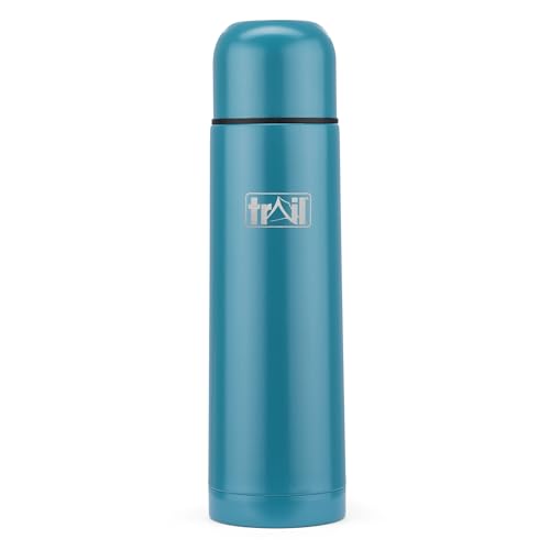 Image of Trail Bullet Vacuum Flask 750ml, Stainless Steel Thermal Flask for Camping, Hiking & Travel, Keeps Drinks Hot 12hrs / Cold 24hrs, Double Walled, Leak-Proof, Twist-&-Pour Stopper, Lid Cup (Teal)