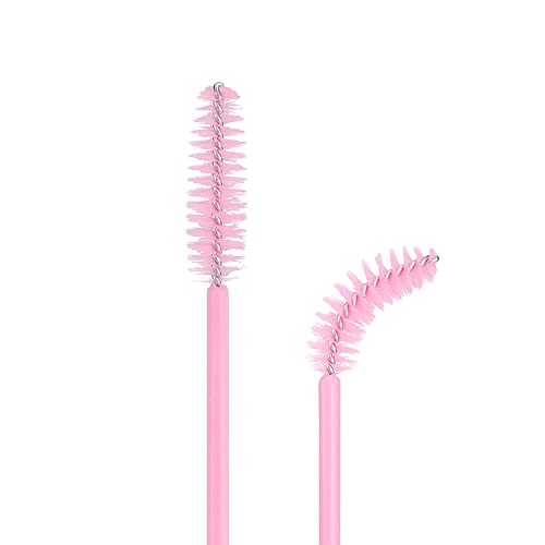Image of G2PLUS 300PCS Disposable Eyelash Brushes, Adjustable Mascara Wands Makeup Applicator Kits, Lash Spoolies Brushes for Eyelash Extensions and Eyebrows (Pink)
