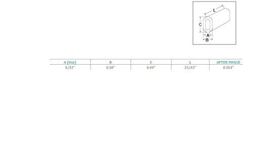 10 Pc Chamfer 3/32'' Marine Stainless Steel Wire Rope Oval Sleeve Sleeves Crimping SS316