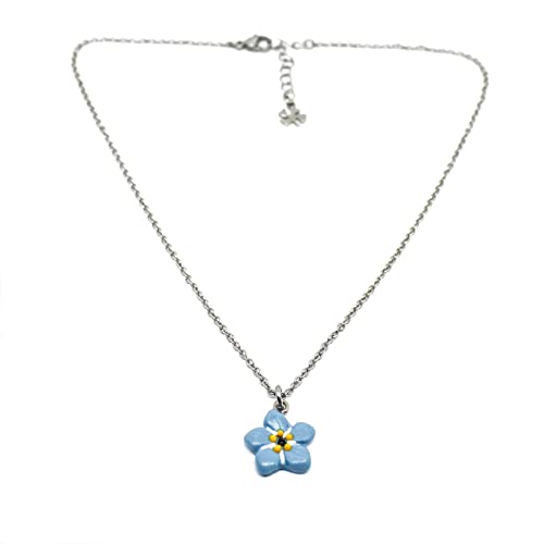 Collana girocollo con catenina in acciaio e fiore non ti scordar di me