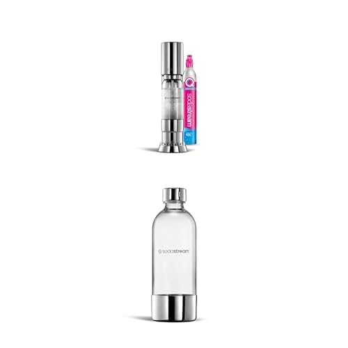 Sodastream Ensō – Machine à eau pétillante avec système CO₂ Quick Connect, cylindre de gaz 60L, 2 bouteilles 1L sans BPA et chiffon de nettoyage inclus, finition acier inoxydable