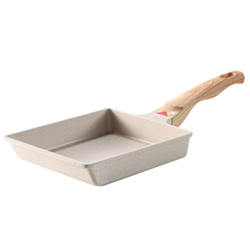 yeeplant Sartén japonesa para tortillas, sartén cuadrada antiadherente para tamagoyaki con mango de madera, incluye espátula y batidor para cocinar