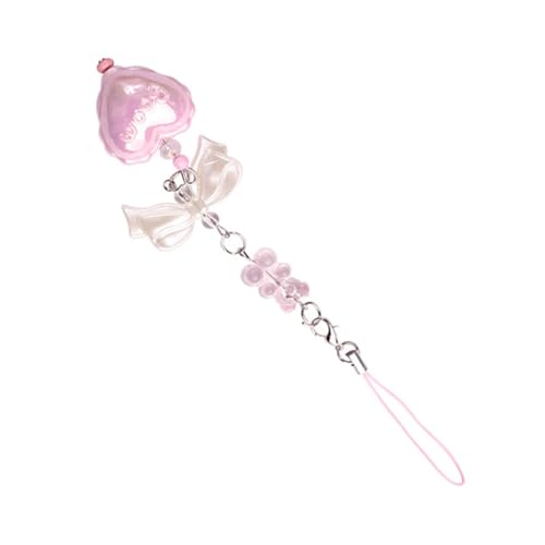 Lovely Heart Bead Keychain Ornament Phone Straps Chain Charm for Bag and Phones