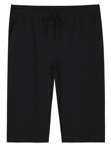 Weintee Women's Plus Size Cotton Capris Wide Leg Capri Pants with Pockets