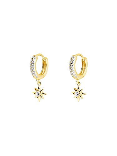 SINGULARU - Orecchini Polar Star Sparks. Argento Sterling 925 con Finitura in Oro 18Kt. Chiusura Congo. Gioielli per Donna