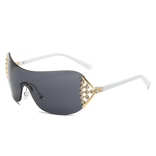 Lunettes de soleil de luxe strass diamant design vintage sans monture