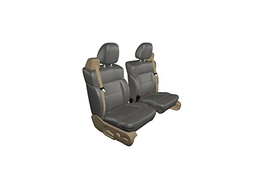 Durafit Seat Covers, Compatible with F150 Super Cab Front Low Back Bucket Seat Covers in Gray Automotive Velour with Adjustable Headrests and Integrated Seat Belts