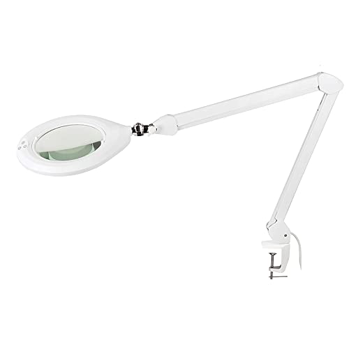 Multirex Lampe loupe LED avec Pince Ø180 mm 3 dioptries, 72 LED 6500 K 1160 LM, Bras articulés 2x400 mm, Bride 10–65 mm pour Couture Bijouterie modélisme électronique Soudure Lecture