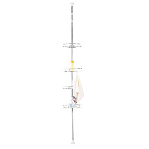 Wakects Estanterías Telescópica de Baño, Ducha Estantes de Esquina Ajustables 190-310 cm con 4 Cestas de Acero Inoxi, para Champú Pañuelos Desechables Toallas Jabón
