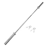 60 Inch / 5 Feet Long Olympic Barbell Weightlifting Barbell with 2” Spring Clips Solid Iron Weighted Workout Bar 2' Bar End Diameter 700 LB Capacity for Home Gym Exercises