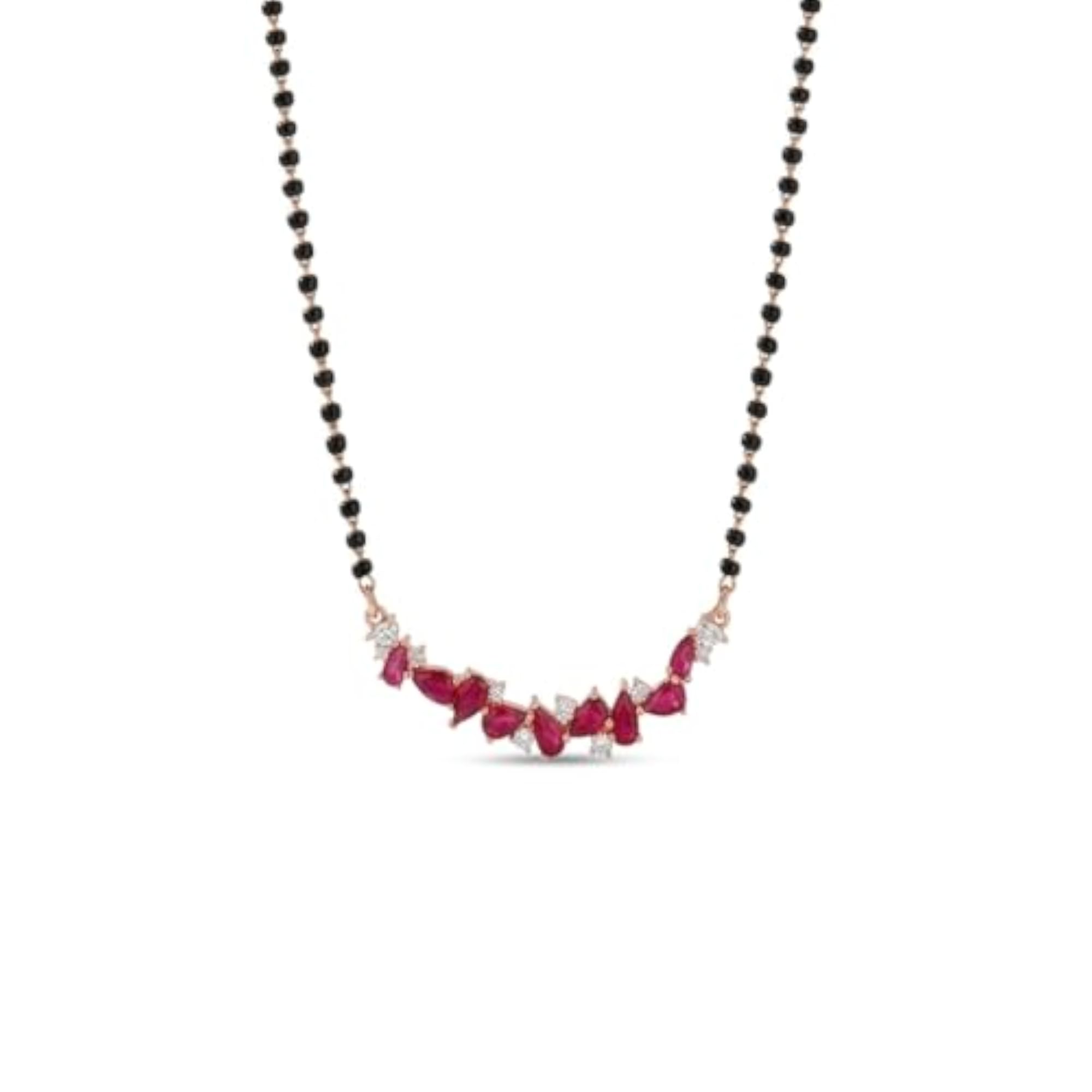 Rose Gold Plated Ruby Drop Diamond Mangalsutra