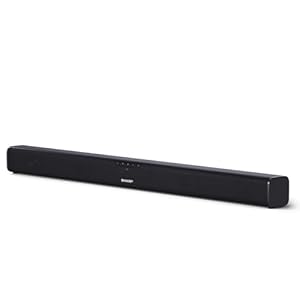 SHARP HT-SB110 2.0 Soundbar, 90W Slim Wireless Bluetooth Soundbar for TV and Device Streaming with HDMI ARC /CEC, Digital Optical-In, Aux and Remote Control, Wall Mount or Table Top Sound Bar – Black