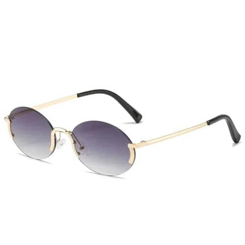 Lunettes de soleil sans monture femme protection UV400 verres ovales légers
