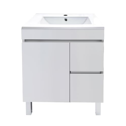 EL BAÑO MODERNO Juego Mueble Baño con Lavabo. Mueble Lavabo 60 cm. Mueble Bajo Lavabo Compacto Preinstalado de Fábrica. Mueble Baño con Lavabo 60 cm con Pie de Porcelana Ideal. No Incluye Espejo.