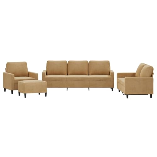 MOBCANT 4-TLG. Sofagarnitur mit Kissen Braun Samt Sofagarnitur Couchgarnitur Modulares Sofa Schlafsofa für Schlafzimmer Büro Hotel Wohnzimmer – Bild 4