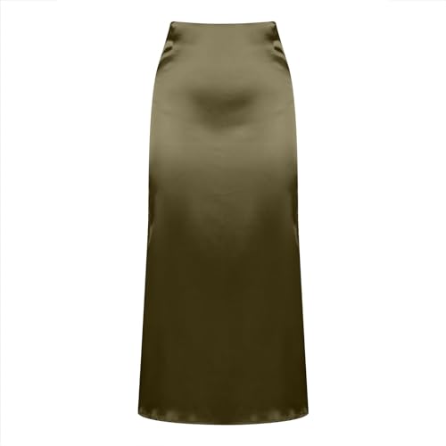 Womens Satin Skirts Business Casual Silk Midi Skirt High Waisted Long Skirts Solid Color Elegant Pencil Work Skirts3