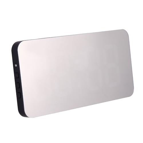 デジタル目覚まし時計 ベッドサイド LEDミラークロック メイクアップディスプレイ 寝室 デスク ドレッシングテーブル用 自動センサー モダン ホワイトシェル 新築祝い プレゼント(Multicolor)