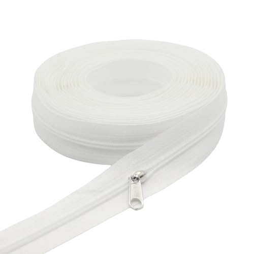 YaHoGa #3 White Nylon Coil Zippers by The Yard Bulk 10 Yards with 25pcs Sliders for DIY Sewing Tailor Crafts Bags (#3 White)