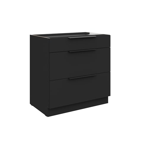 Kuechen-preisbombe Küchen Unterschrank 80 cm Siena Schwarz Vollauszug Soft-Close Küche Küchenzeile