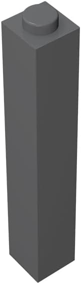 Ladrillo de construcción clásico a granel de 1 x 1 x 5, 100 piezas de ladrillo gris oscuro, compatible con piezas y piezas Lego 2453, compatible con