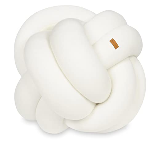 Velinda Knotenkissen Dekokissen Sofakissen Affenfaust-Kissen Türstopper 30x30cm (Muster: cremefarben) Cover