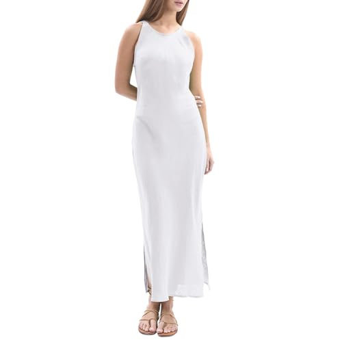 Robe d'été sans manches en pur lin idéale pour vos vacances au soleil
