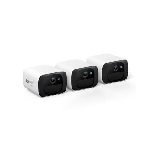 eufy Security SoloCam C210 3-Cam Pack, Wireless Outdoor Camera, 2K Resolution, No Monthly Fee, Wireless, 2.4 GHz Wi-Fi, HomeBase 3 Compatible White 3-Cam Pack