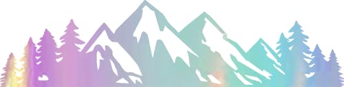 Image of DECALS Mountain Pine Tree Forest (Holographic Opal Purple) (Set of 2) Premium Waterproof Vinyl Decal Stickers Laptop Phone Accessory Helmet Car Window Bumper Mug Tuber Cup Door Wall Decoration