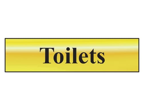 Image of Scan SCA6005 Self adhesive brass effect sign - Toilets - 200 x 50mm