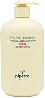 Pipette Bubble Bath + Body Wash - Nourishing and Skin Softening Tear Free Bubbles Fun, Suitable for Sensitive Skin, Wild Berry Scented, 16 fl oz
