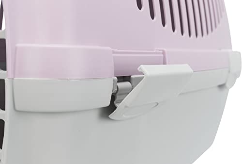 Image of Trixie Capri Durable Plastic Pet Carriers with Handles, Storage Trays, and Stroking Flaps (Light Grey /Light Lilac, XS, Capri 1)