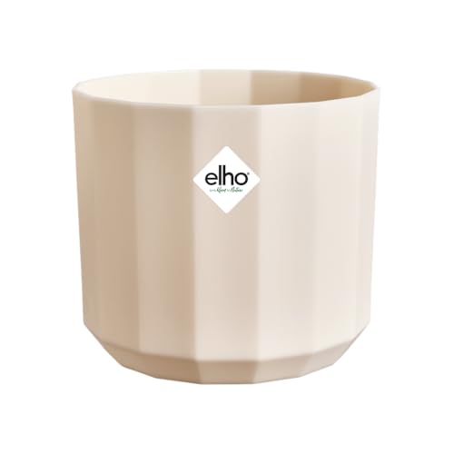 Elho Facet Rond 23cm - Maceteros Decorativos Interior - 100% Plástico Reciclado - Ø 22.7 x H 20.4 cm - Rosado/Rosa Almendra