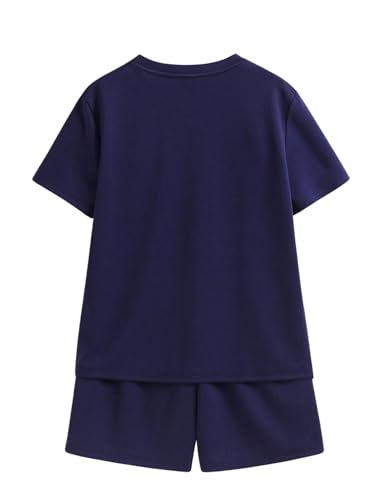 Conjunto de camiseta a rayas con bloques de color y pantalones cortos frescos para niño 2