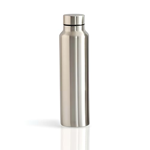 Image of Stainless Steel Water Bottle 1000ml | Single Wall Fridge Bottle | Leakproof Lid | BPA-Free & Rust-Resistant | Lightweight Metal Bottle for School, Office, Gym & Travel | Silver (1ltr)