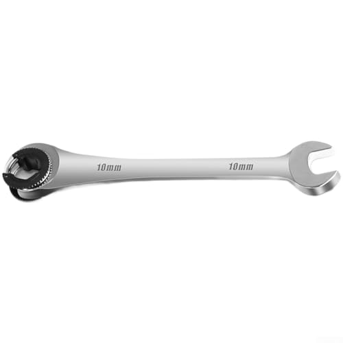 Llave de trinquete de 8 a 19 mm, cabeza de fijación métrica, llave de extremo abierto para espacios reducidos, reparación de automóviles, mantenimiento del hogar, giro rápido de 5 grados (10 mm)