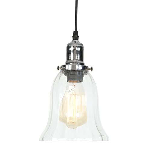 Éclairage de lustre en verre de style industriel chic et chrome robuste