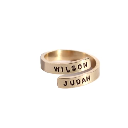 Twist Stacking Sterling Silver & Gold Ring with Customizable Name