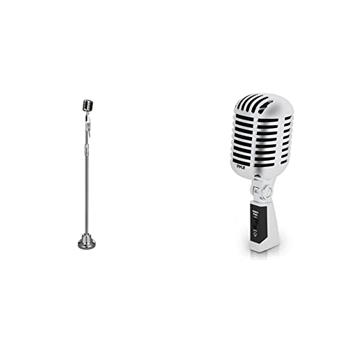 Pyle Amplifier Part, Silver (Pdmicr70Sl) & Classic Retro Dynamic Vocal Microphone - Old Vintage Style Unidirectional Cardioid Mic With Xlr Cable - Universal Stand Compatible (Silver) #TOP25
