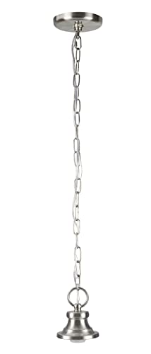 Image of Aspen Creative 21048-21, Indoor Pendant Light Kit, 6' SPT-1 Silver Wire / 5' Steel Chain. Socket Cup:4 inch W x 2-3 /8 inch H. Suitable:18 inch D. to 20 inch D. Pendant Shade. Satin Nickel.1 Pack
