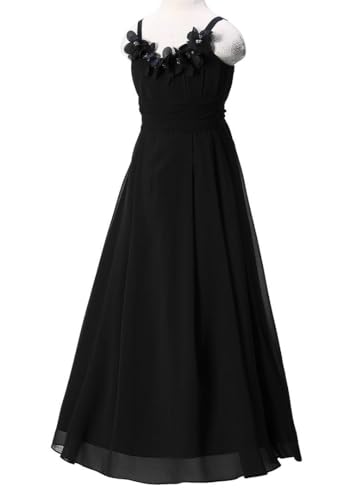 Flower Girls Dresses Junior Bridesmaids Camisole Girls Elegant Ruffle Chiffon Ankle Length3