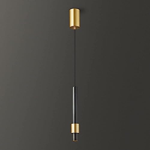 Suspension en cuivre noble noir et or avec LED long tube haut de gamme