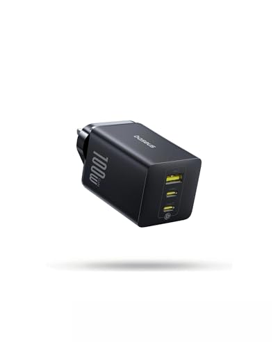 Baseus 100W USB C Charger Plug 3-Port 2 USB C 1 USB A Compact PPS Wall Charger Fast Charging Power Adapter for MacBook Pro/Air iPad iPhone 17/16/15 Galaxy S24 Steam Deck Switch Rog Ally etc