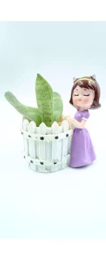 Image of Girl Resin Succulent Planter Flower Pot Handicraft Pack of 2 Indoor Outdoor Flower Pot Handicraft Planter, Plant Container Set (Multicolor Buddha Girl)