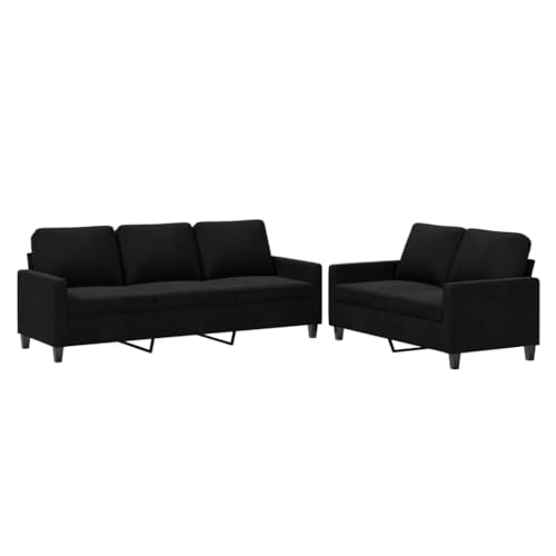 vidaXL - vidaXL Ensemble de Canapés avec Coussins 2 pcs, Canapés avec Accoudoirs, Ensemble de Meubles, Mobilier de Salon, Moderne, Noir Velours