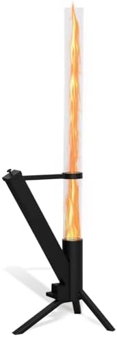 Outdoor Wood Pellet Patio Heater, Smokeless Pellet Torch Patio Heater with Triangle Stable Base & Ash Box, Rocket Stove Heater for Outdoor – Pellet Fire Tower for Backyard, Garden, Camping and Party